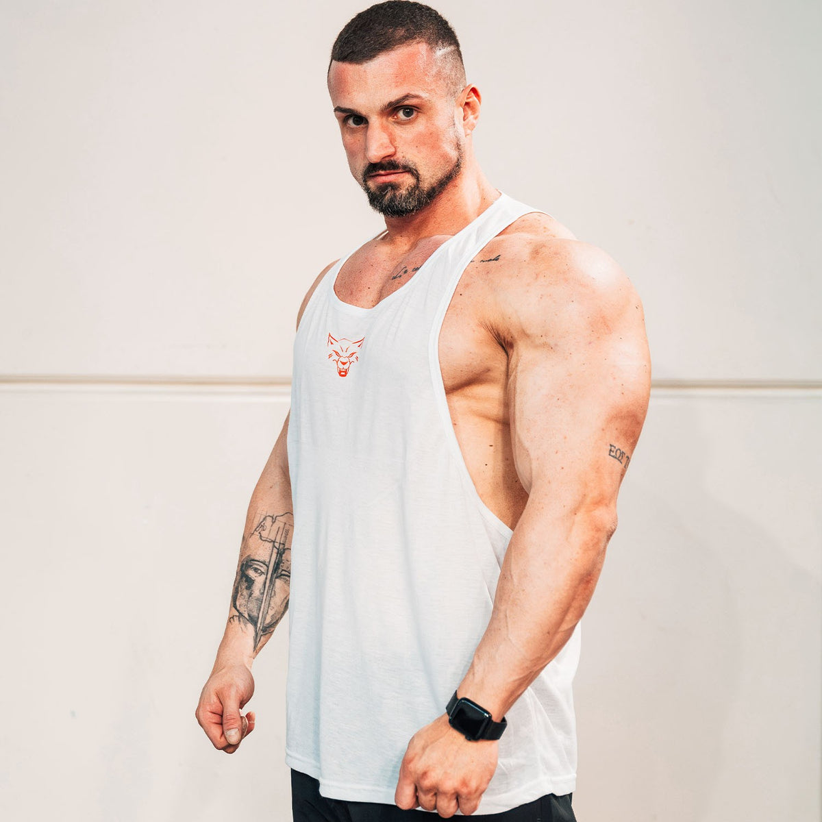 RED LINE WHITE TANK TOP